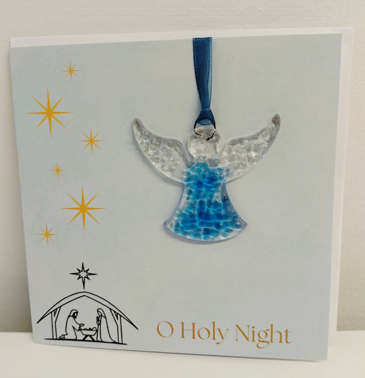 Christmas Card with Removable Fused Glass Angel