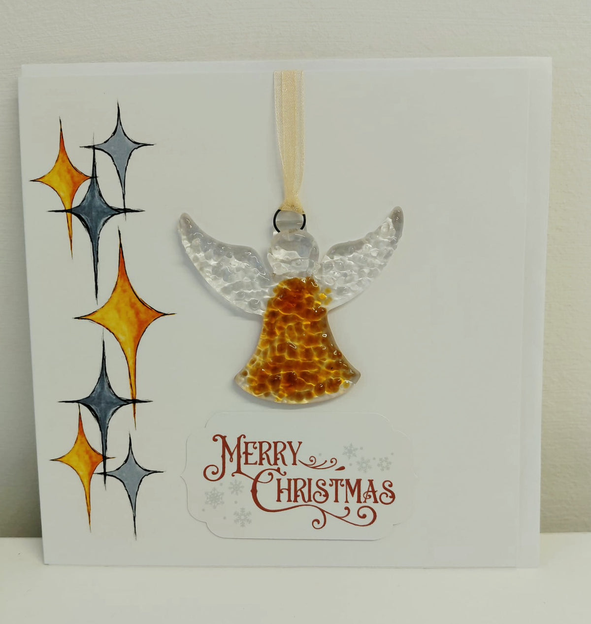 Christmas Card with Removable Fused Glass Angel