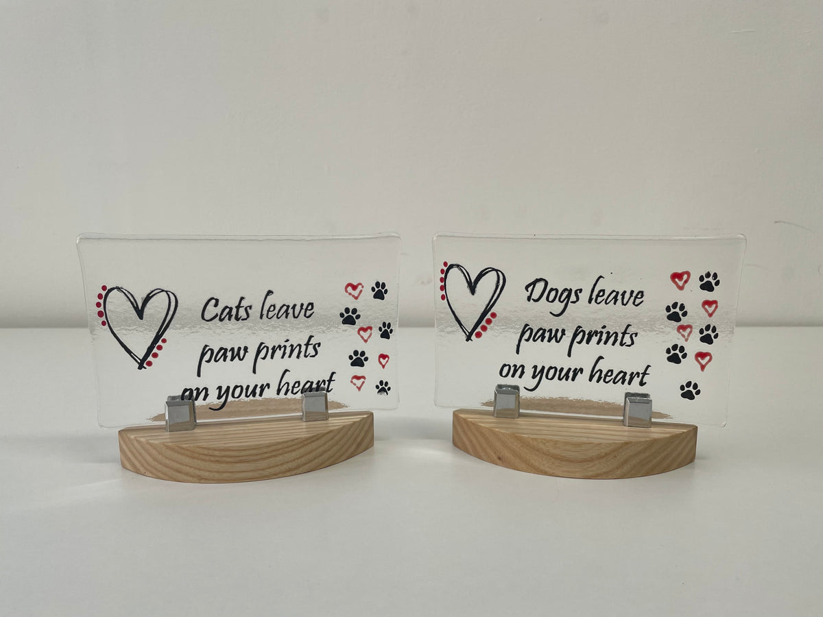 Pet Lover Glassware & Fused Glass Mantle Plaque Gift Collection