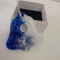 Fused Glass Christmas Bell Ornament – Snowflake & Silver Foil Gift Boxed