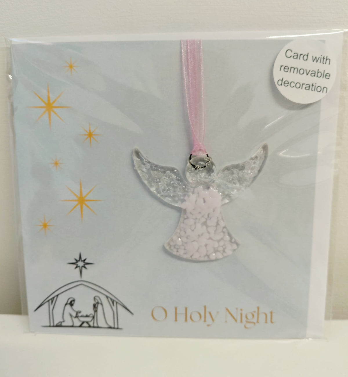Christmas Card with Removable Fused Glass Angel