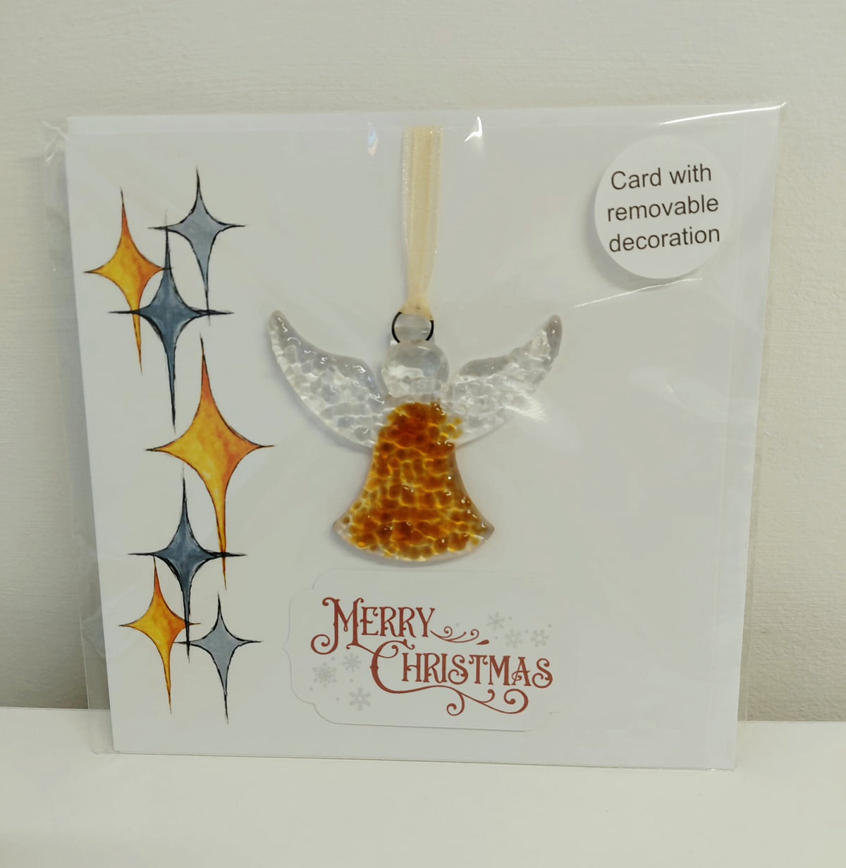 Christmas Card with Removable Fused Glass Angel
