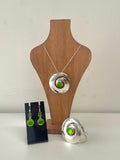 Lime Green Dichroic Glass Spiral Cuff Bangle