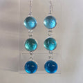 Ocean Ombre Dichroic Glass Triple Drop Earrings - Sterling Silver