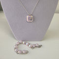 Pastel Pink Dichroic Glass Jewellery Set Pendant Necklace & Link Bracelet