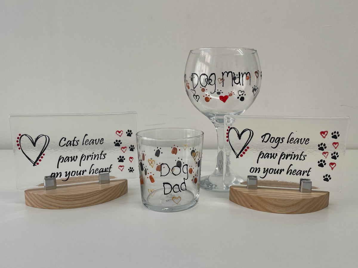 Pet Lover Glassware & Fused Glass Mantle Plaque Gift Collection