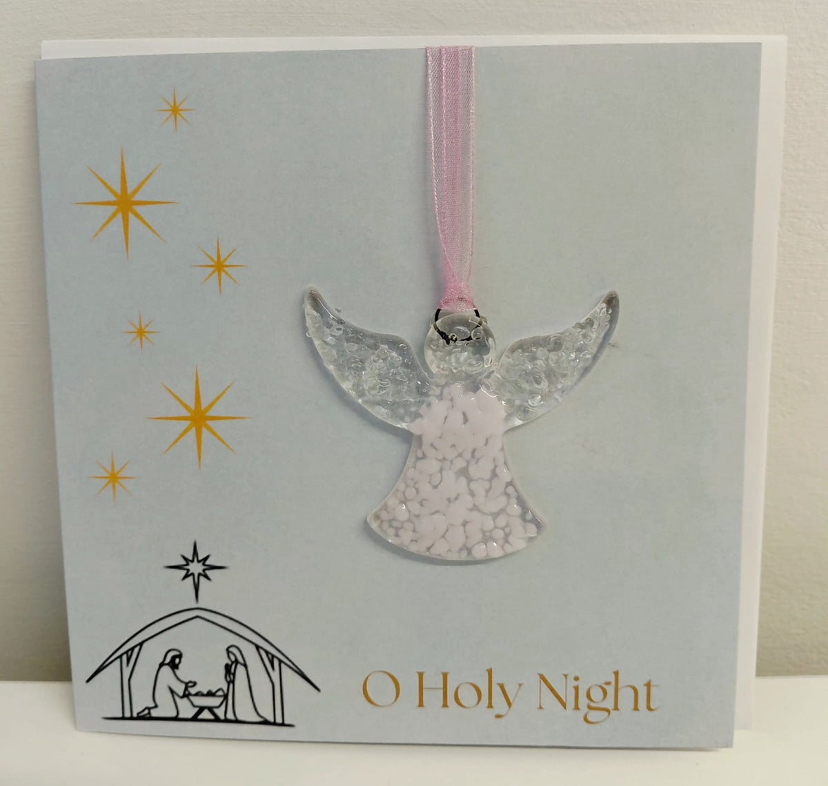 Christmas Card with Removable Fused Glass Angel