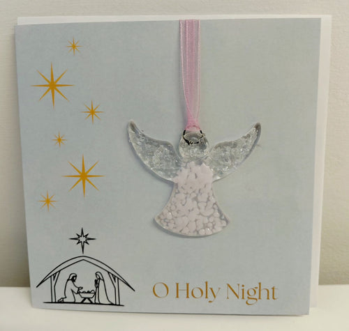 Christmas Card with Removable Fused Glass Angel
