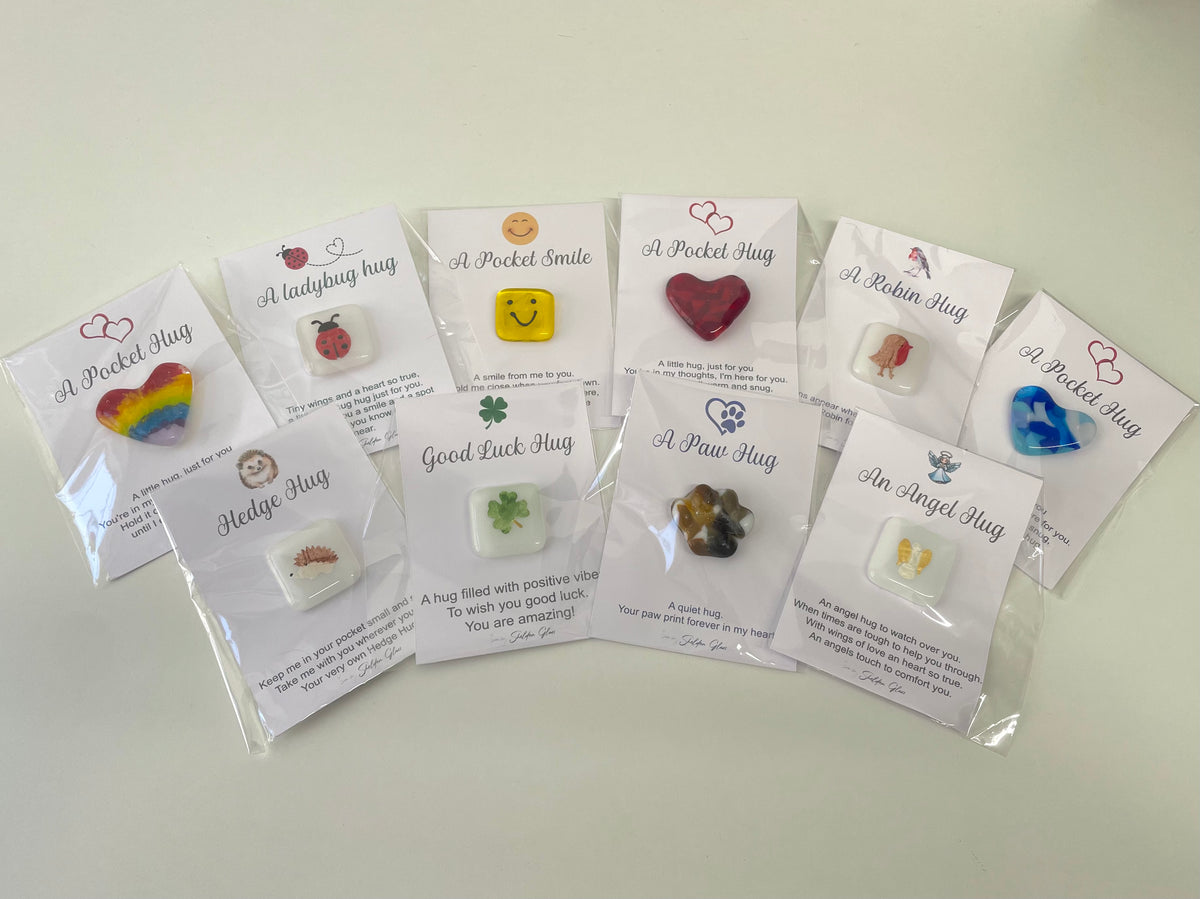 Handcrafted Fused Glass Pocket Hug Keepsake Tokens