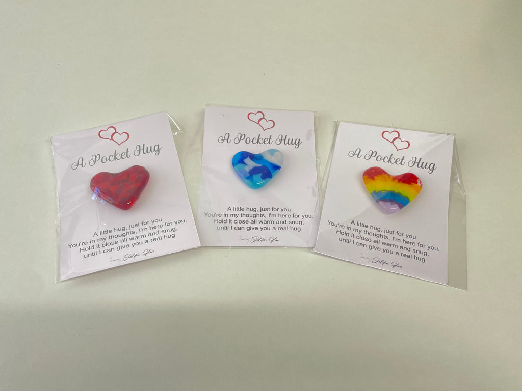 Handcrafted Fused Glass Pocket Hug Keepsake Tokens