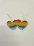 Handcrafted Fused Glass Rainbow Stripe Hanging Heart Suncatcher