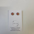Fiery Red Dichroic Glass Stud Earrings