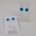 Turquoise Teal Dichroic Glass Drop Earrings and Stud Set on sterling silver hooks and posts