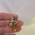 Dichroic Glass Pendant Necklace - Silver Swirl Ribbon Design