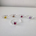 Handcrafted Silver Heart Bangle with Fused Glass Cabochons