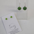 Olive & Lime Green Dichroic Glass Drop Earrings and Stud Set